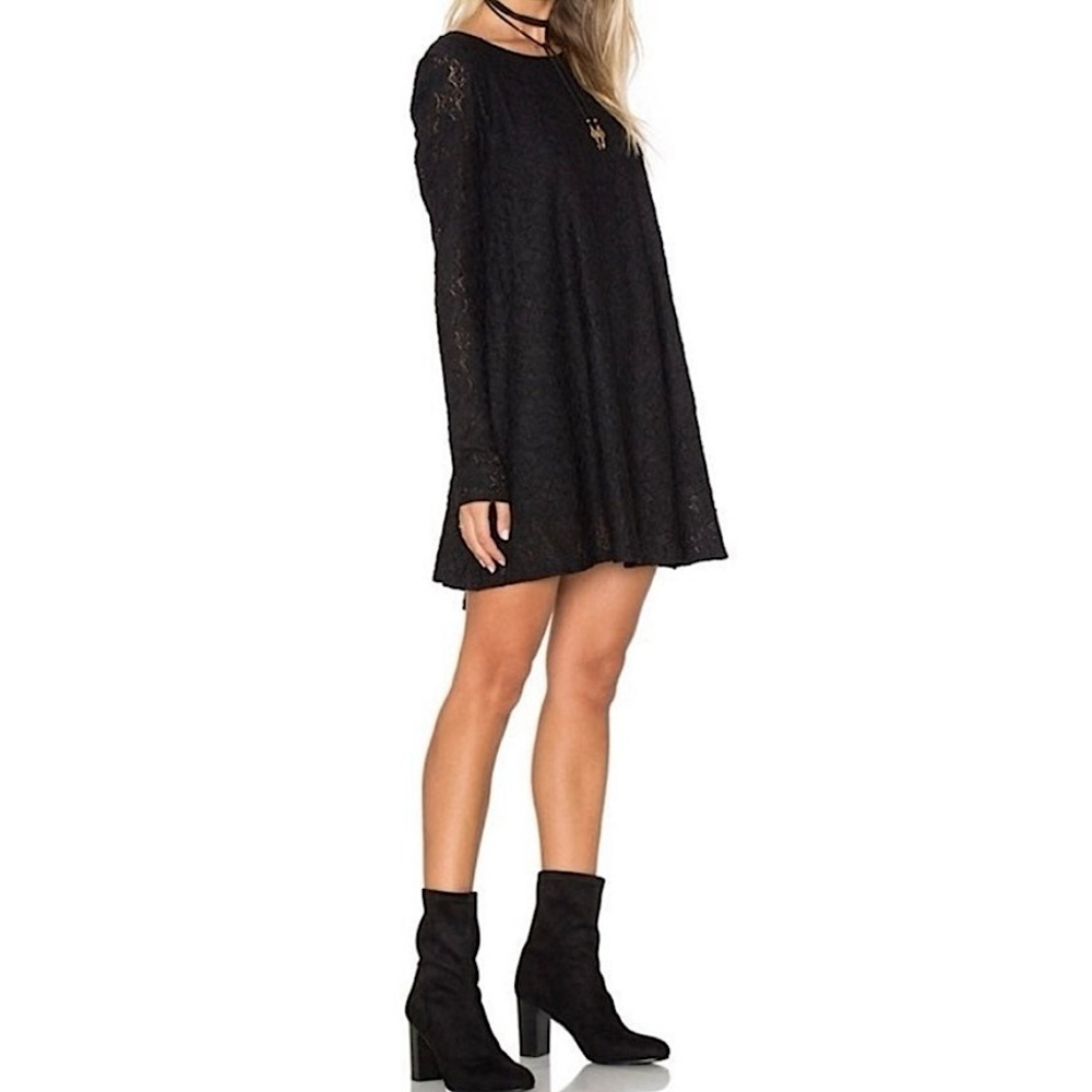 NWT Show Me Your MuMu Women’s Lace Tyler Tunic Mini‎ Dress Black Size Small